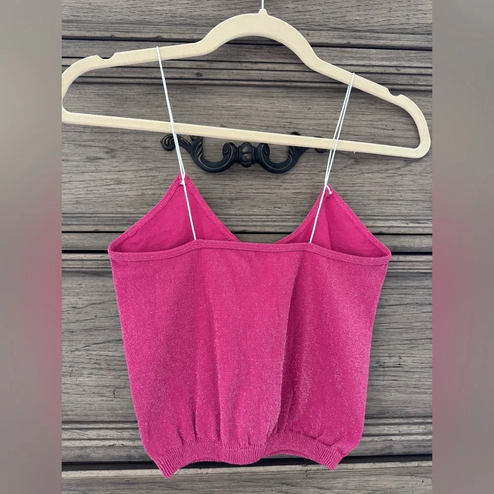 NEW Free People Lurex Cropped Tank NWOT Pink Strapless Glitter Crop Top Brami